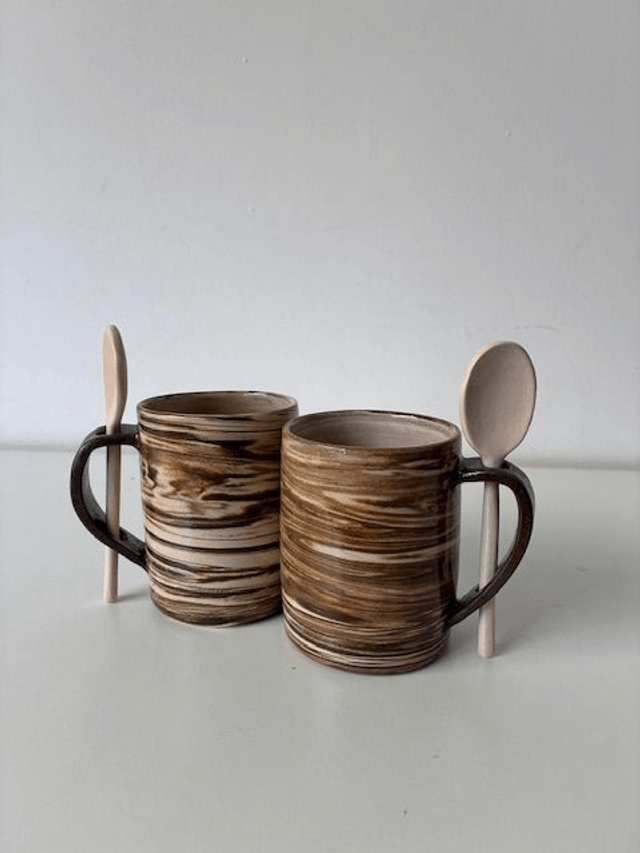Mug cuillère brun (lot de 2)