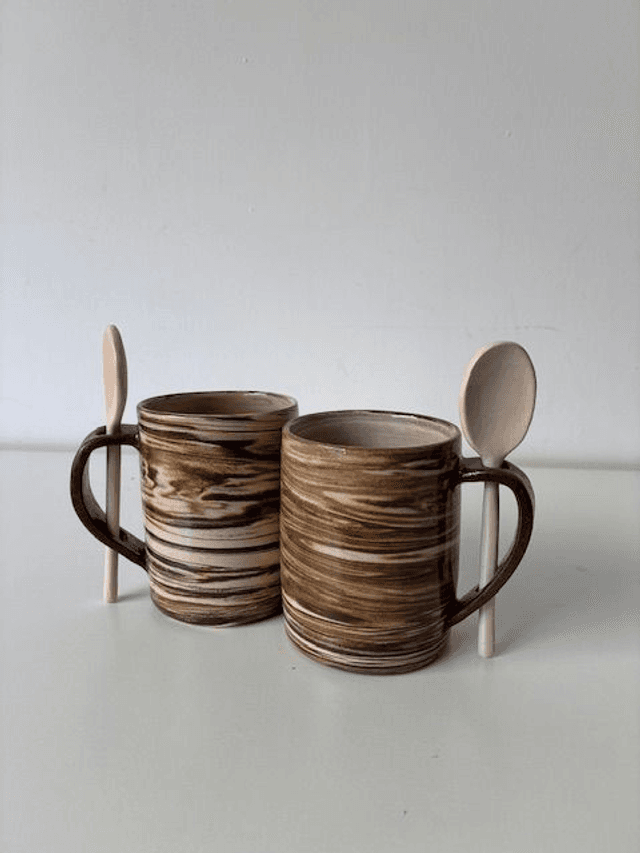 Mug cuillère brun (lot de 2)